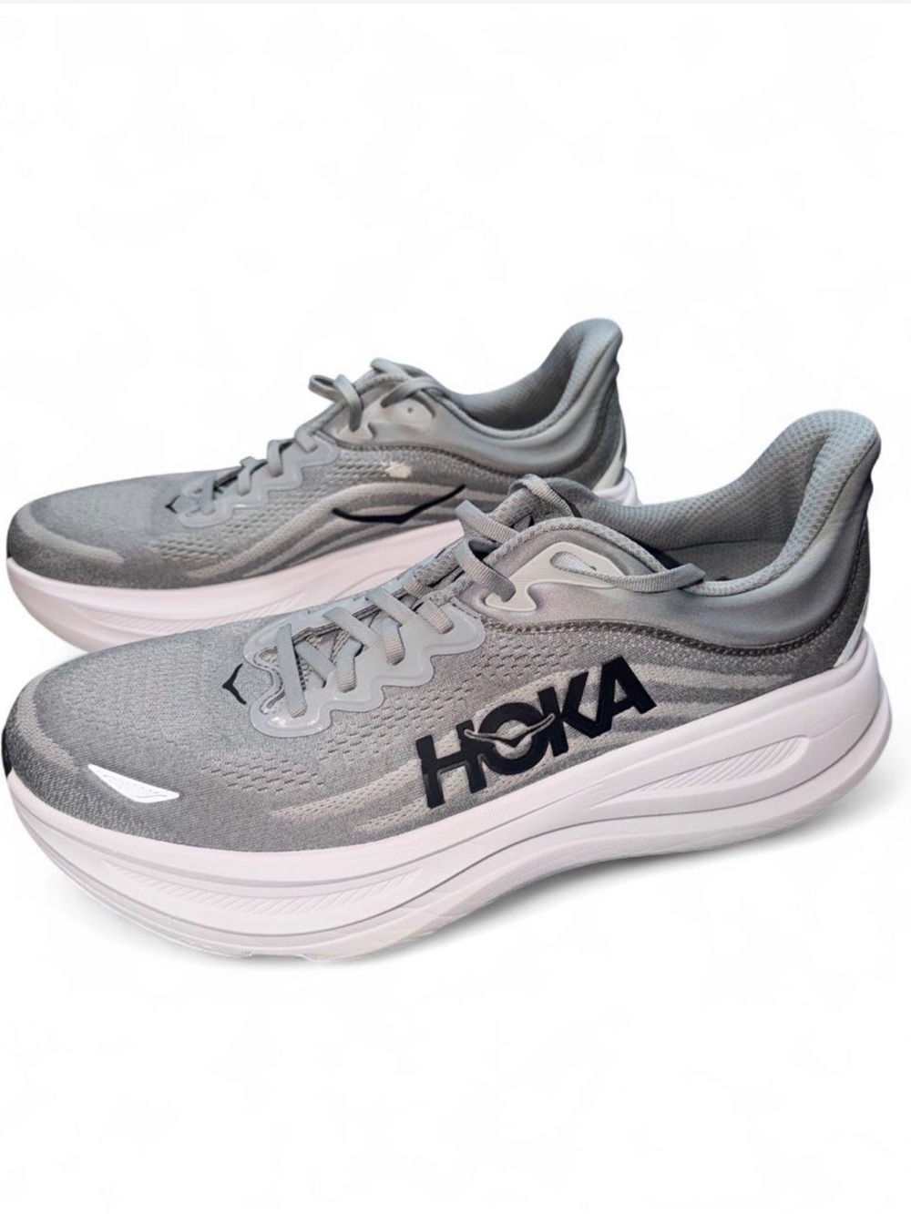Hoka Grey Mesh Athletic Running Sneakers